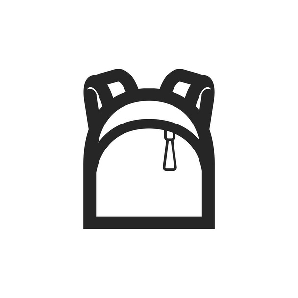School bag icon in thick outline style. Black and white monochrome vector illustration. - Vector, Image