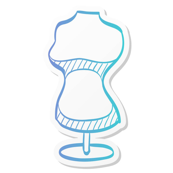 Mannequin icon in sticker color style. Tailor dressmaker sewing fashion industry - Vector, Image