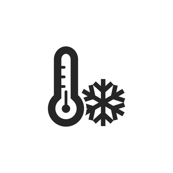 Icono de termómetro en estilo de contorno grueso. Ilustración vectorial monocromática en blanco y negro. - Vector, imagen