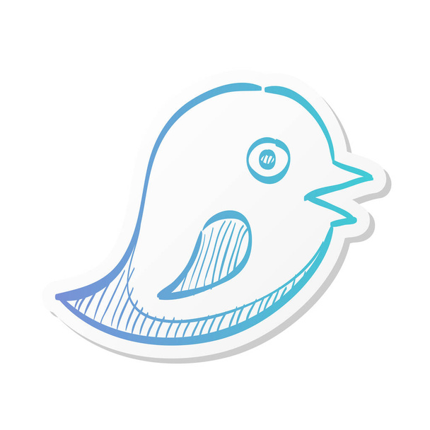 Vogel-Symbol im Stickerfarbenstil. Social-Media-Werbung zwitschert - Vektor, Bild