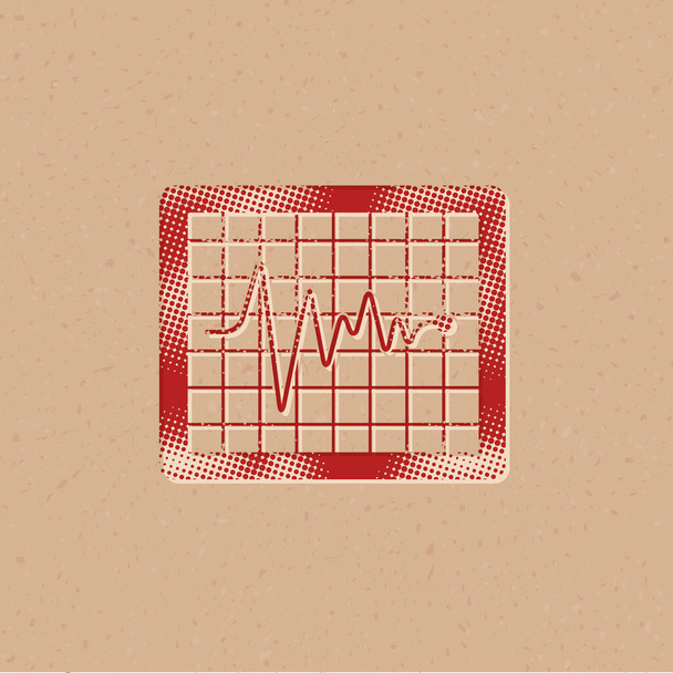 Icône du moniteur de fréquence cardiaque en demi-teinte. Illustration vectorielle de fond grunge. - Vecteur, image