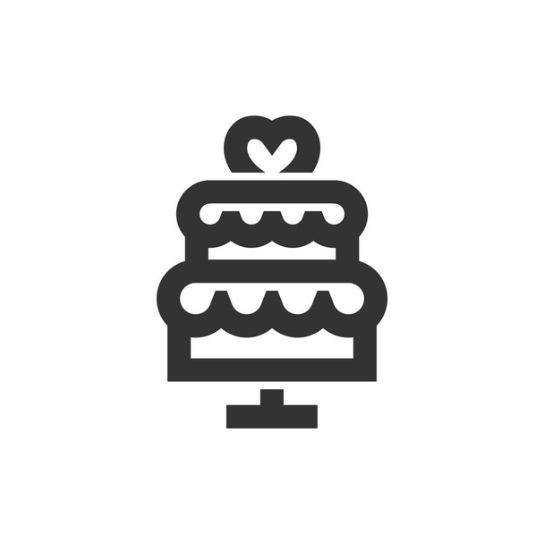 Icono de pastel de boda en estilo de contorno grueso. Ilustración vectorial monocromática en blanco y negro. - Vector, Imagen