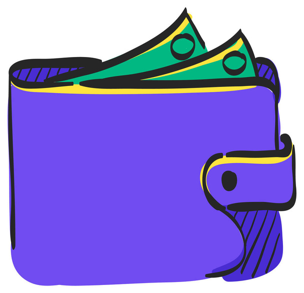 Portemonnaie-Symbol in farbiger Zeichnung. Geldkoffer Bargeld Shopping Finance Banking - Vektor, Bild