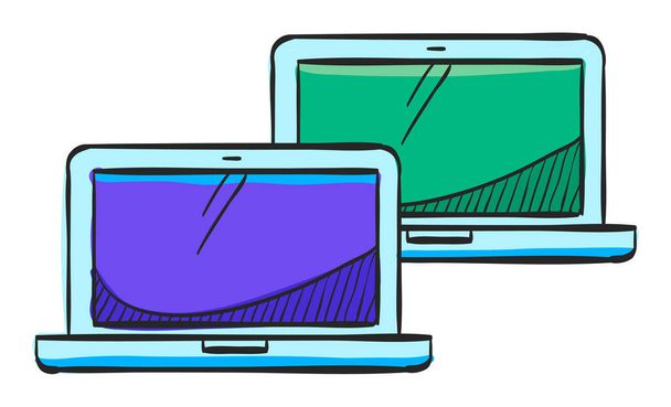 Renkli dizüstü bilgisayar simgesi. Elektronik bilgisayar ağı bağlantısı İnternet ağı yerel alanı - Vektör, Görsel