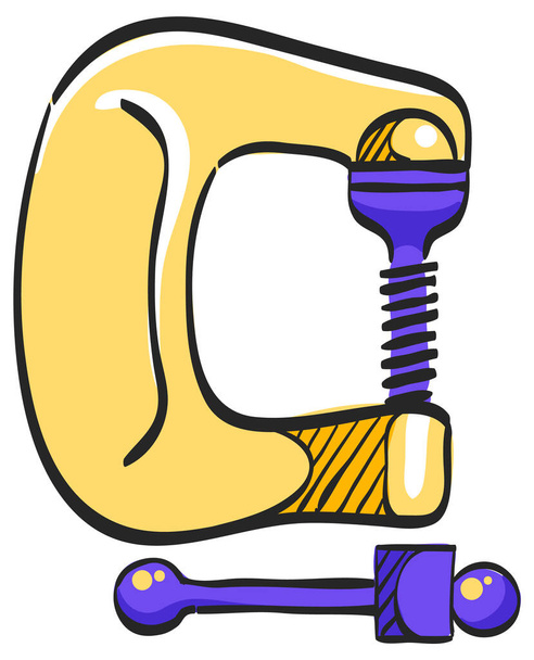 Clamp tool icon in color drawing. Industrial mechanic repair construction building automotive - Vector, Image