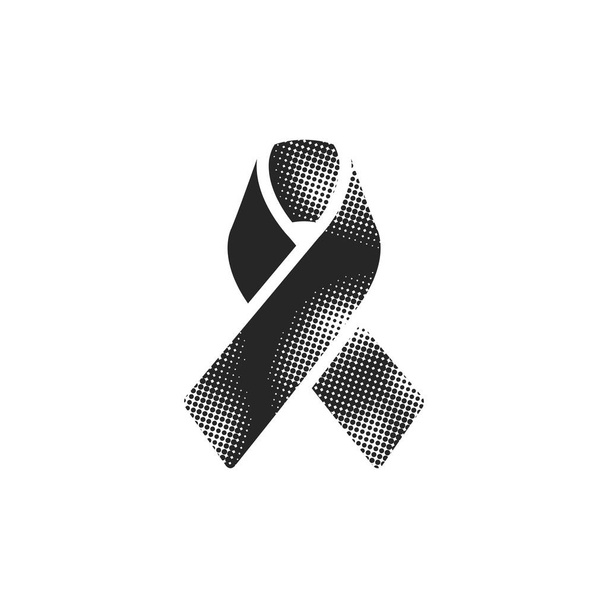 Awareness-Band-Ikone im Halbton-Stil. Schwarz-weiße monochrome Vektorillustration. - Vektor, Bild