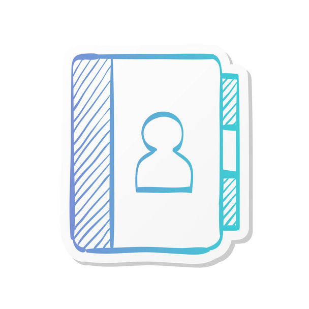 Adresboek pictogram in sticker kleur stijl. contact opnemen met de klantenlijst familie vriend - Vector, afbeelding