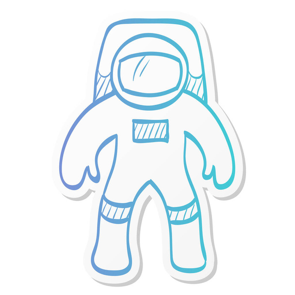 Ikona astronauty w kolorze naklejki. Badania przestrzeni kosmicznej, sprzęt ochronny, bezpieczeństwo  - Wektor, obraz