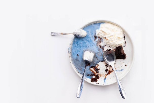 Abstract chocolate ice cream background on white. Close-up image. - Photo, Image