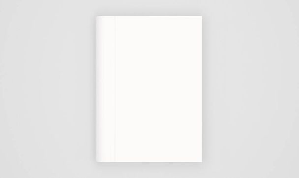 Plantilla de portada de libro en blanco aislada sobre fondo blanco con sombra. Renderizado 3D. - Foto, imagen
