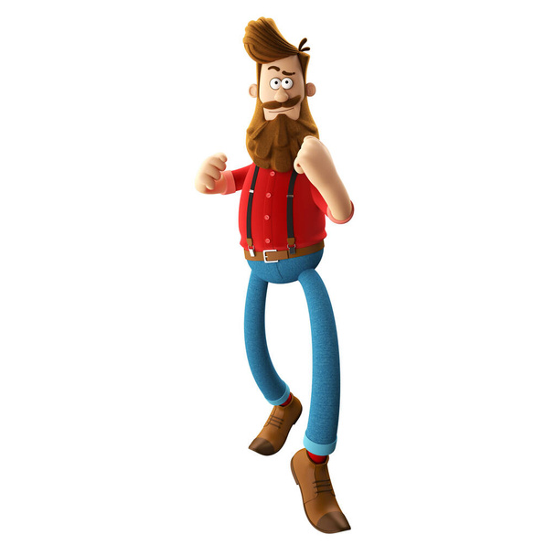 Illustration 3D d'un beau jeune homme hipster à la barbe, isolé - Photo, image