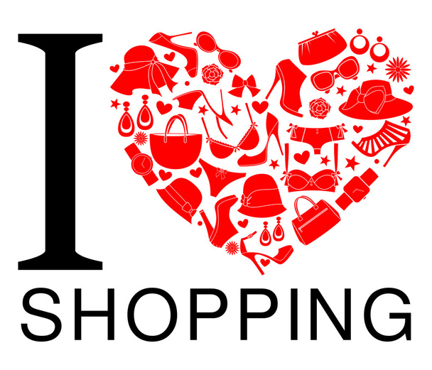 I Love Shopping - Vetor, Imagem