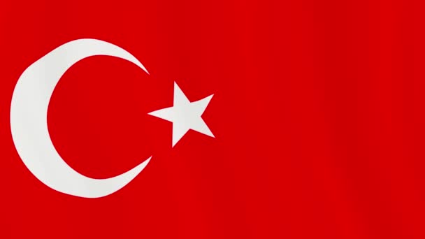 Primer plano de la bandera de Turquía. La bandera de Turquía ondeando en el viento realista. Resolución 4k - Metraje, vídeo