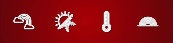Set Rainbow with clouds, Sun and snowflake, Meteorology thermometer and  icon. Vector. - Vektor, obrázek