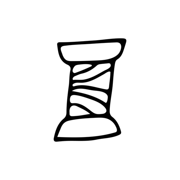 Ikona šití závitu ve vektoru. Ručně kreslená ikona vlákna ve vektoru. Doodle ilustrace šicí nitě - Vektor, obrázek