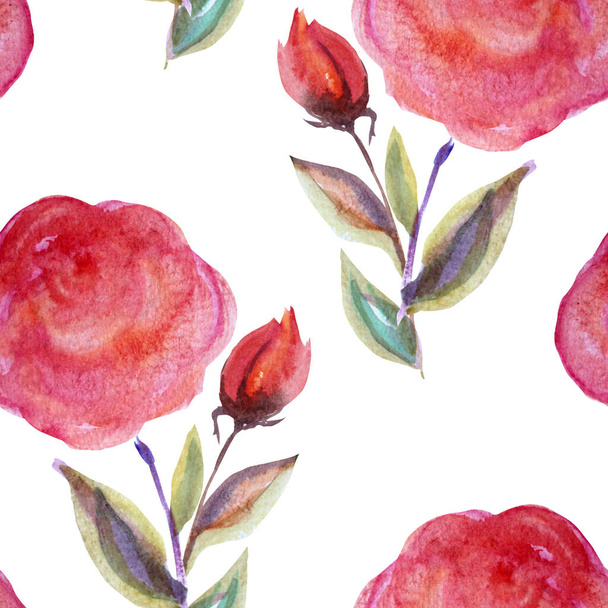 Elegant seamless pattern with watercolor rose  flowers, design elements. Floral pattern for invitations, greeting cards, scrapbooking, print, gift wrap, manufacturing, textile.  - Foto, Bild