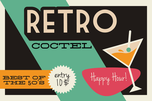 cocktail cup drink in poster retro style - ベクター画像