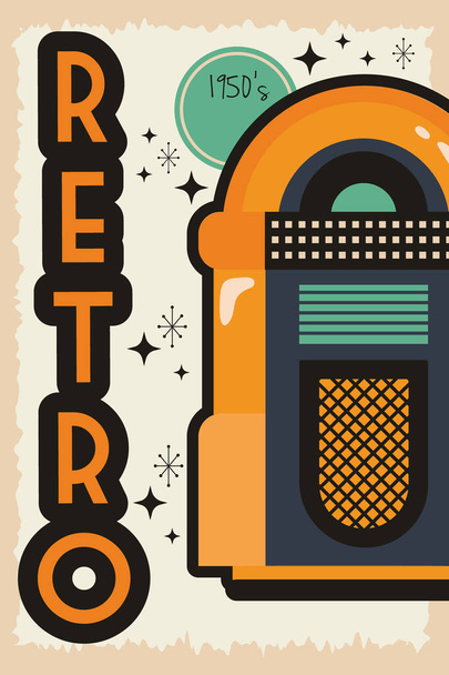 постер в стиле ретро с музыкальным автоматом - Вектор,изображение
