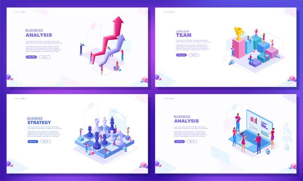 Trendy flat illustration. Set of web page concepts. Join our team. Business strategy. Career planning. Successful teamwork. Template for your design works. Vector graphics. - Vector, Image