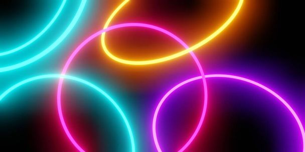 3d rendering of colorful neon light abstract background, glowing circle, sci-fi, technology concept, product display, Illustration, wallpaper - Photo, Image