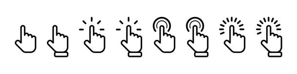 Cursor click collection. Cursor computer mouses, isolated. Clicking cursor vector icons. Pointing hand clicks. Vector illustration - Vector, Image