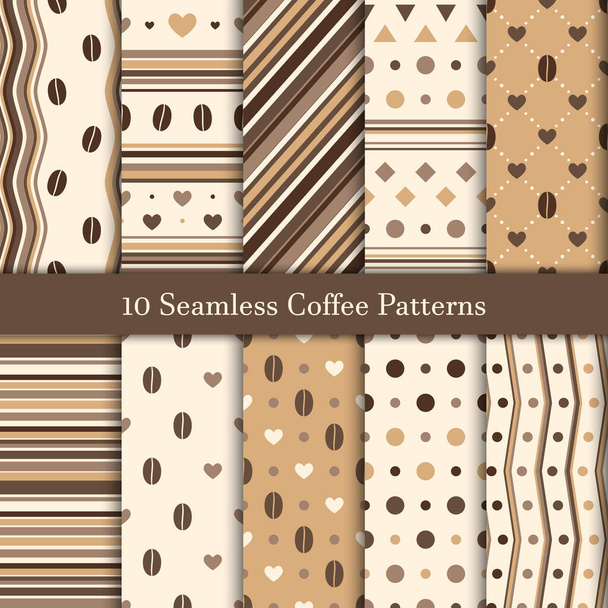 Diez patrones sin costura en tonos café para fondo web, vector - Vector, imagen