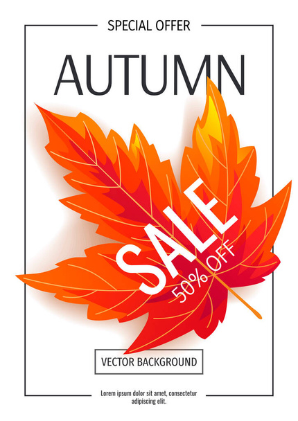 autumn sale with maple leaves on white background. vector illustration - Vector, Image