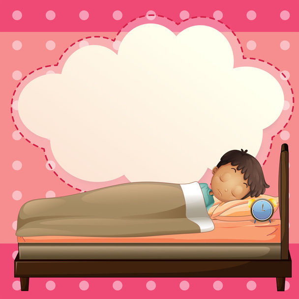 空の吹き出しテンプレートで寝ている少年 - ベクター画像