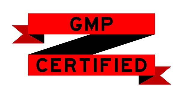 Vintage czerwony kolor wstążka baner ze słowem GMP (Dobra praktyka) certyfikowany na białym tle - Wektor, obraz
