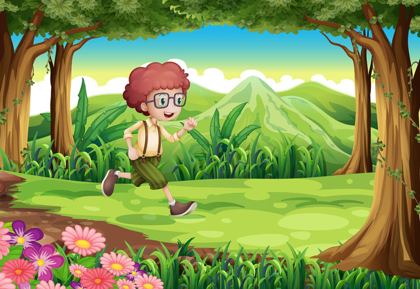 An explorer running at the jungle - Vector, Image