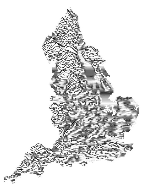 Carte topographique 3D grise du pays européen d'Angleterre - Vecteur, image