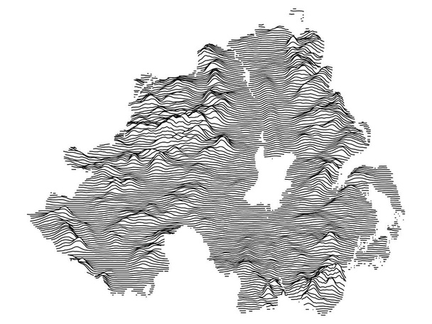 Серая 3D-топографическая карта европейской страны Северной Ирландии, Великобритания - Вектор,изображение
