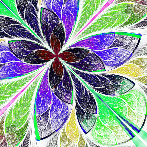 Bela flor fractal multicolor em styl vitral
 - Foto, Imagem