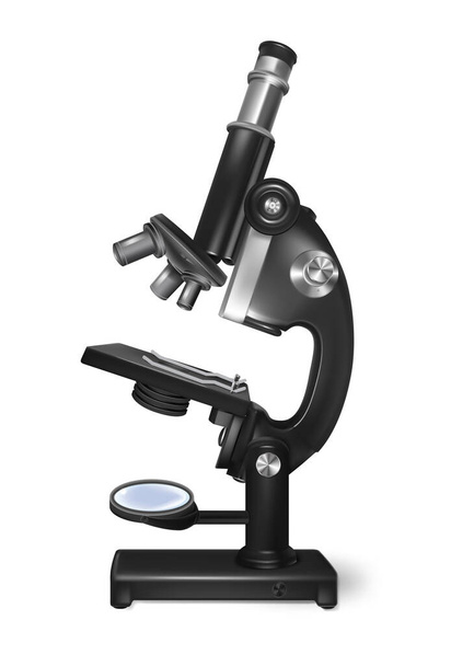 Realistic Detailed 3d Black Microscope Magnifying Tool. Vector - Vetor, Imagem