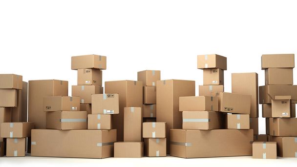 Cardboard boxes on pallet delivery and transportation logistics storage 3d render image - Fotografie, Obrázek