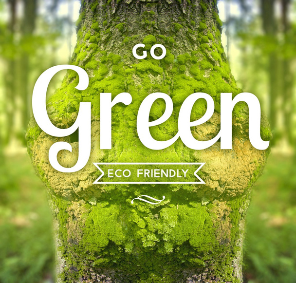 Go Green eco-friendly slogan on tree - Foto, imagen