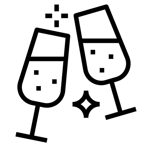 ícone liso do vinho espumante, ilustração vetorial  - Vetor, Imagem