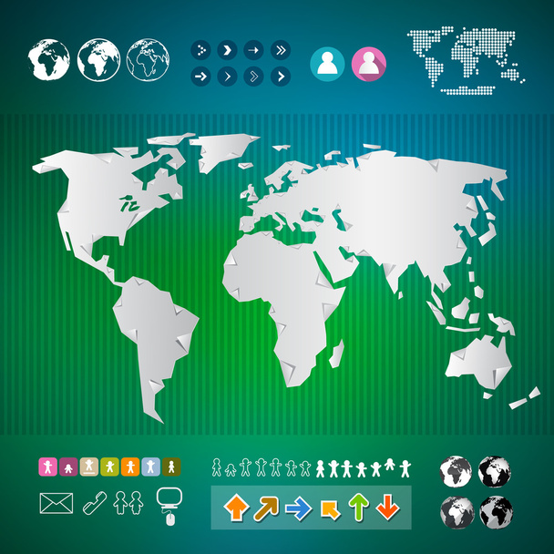 Vector World Map Infographics Template - ベクター画像