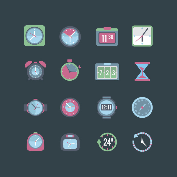 Clock and time icon set - Vektor, kép