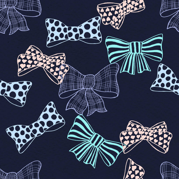 Seamless pattern with skerchy bows - Φωτογραφία, εικόνα