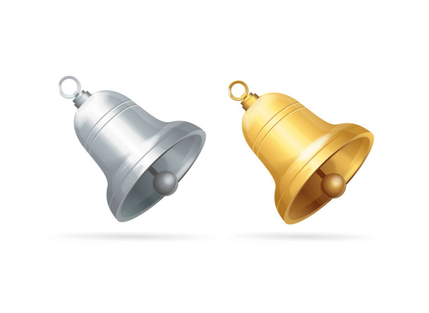 Realistic Detailed 3d Different Bell Set. Vector - ベクター画像