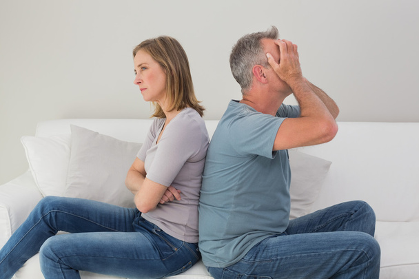 Unhappy couple not talking after an argument at home - Photo, image