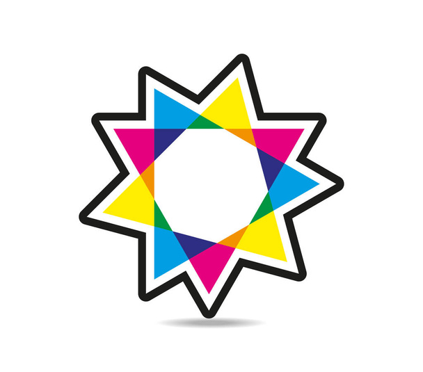 Ένα αστέρι από τρίγωνα σε χρώματα CMYK. Τυπογραφείο - Διάνυσμα, εικόνα