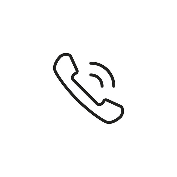 Signo de línea del icono del receptor del teléfono, símbolo de llamada telefónica del auricular del vector aislado en fondo blanco. - Vector, imagen