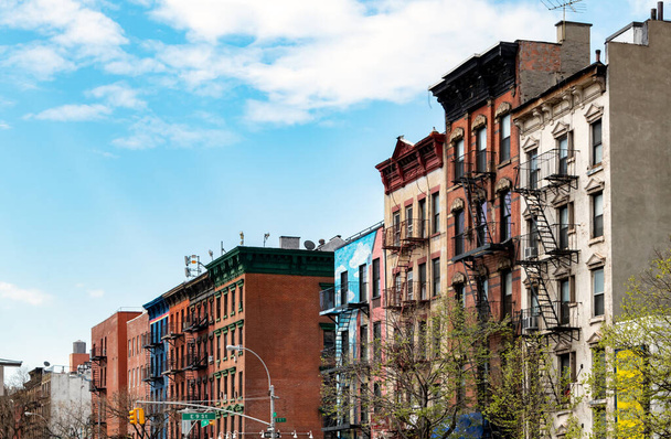 Block of old buildings in the East Village neighborhood of Manhattan in New York City NYC - Photo, Image