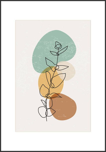 Minimalist botanical branch with leaves abstract collage - Vector, afbeelding
