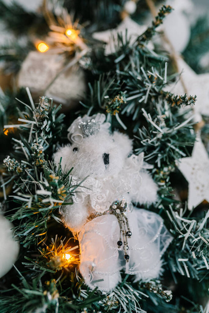 Handmade Christmas mouse toy close-up. - Foto, Bild