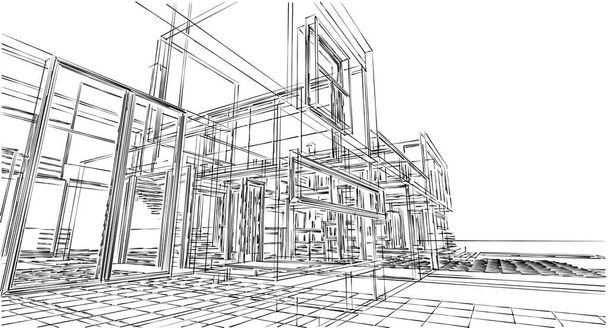house architectural sketch 3d illustration - Photo, Image