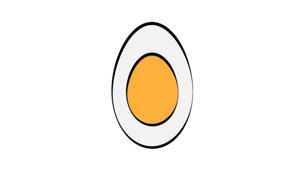 Kova keitetty viipaloitu Broken muna tasainen tyyli pitkä varjo eristetty vihreällä taustalla. aamiainen elementtejä vektori merkki symboli - Vektori, kuva