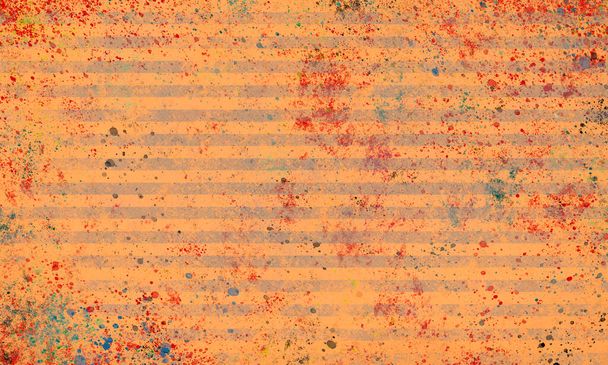 dirty striped orange background with scuffs and paint spots. Striped background with horizontal stripes. Primitive simple versatile backdrop - Photo, Image